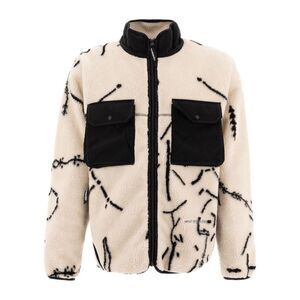 AND WANDER Fleece Jacket with Abstract Print Men WHITE Outerwear